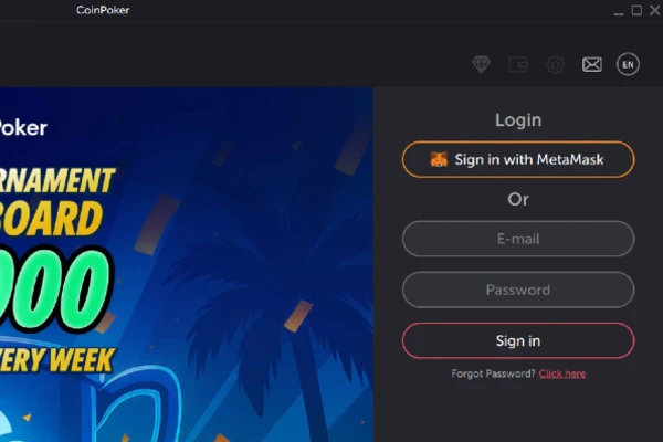 CoinPoker 应用程序的验证页面