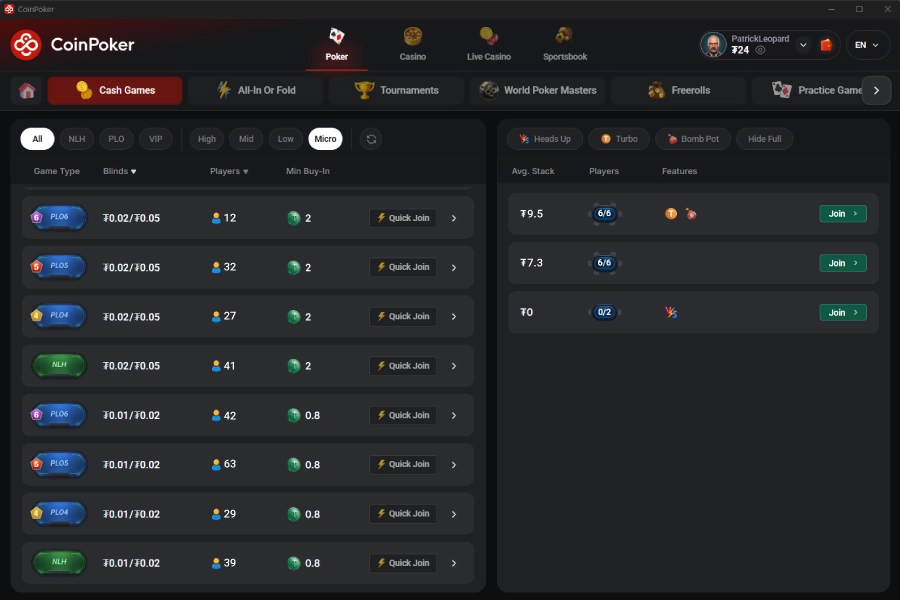 6人桌PLO6现金桌