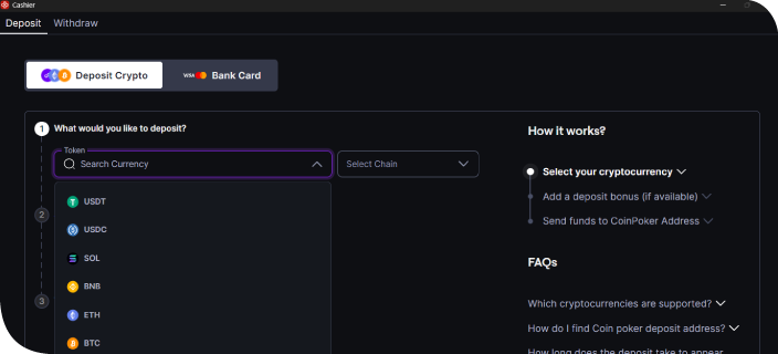 使用加密货币或银行卡充值