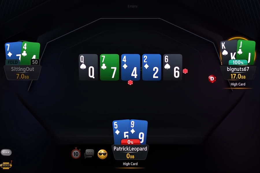 コミュニティカードを確認してショーダウンへ