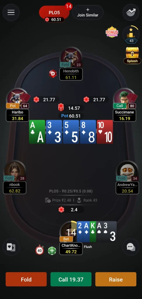 5 lá bài & 6 lá bài PLO