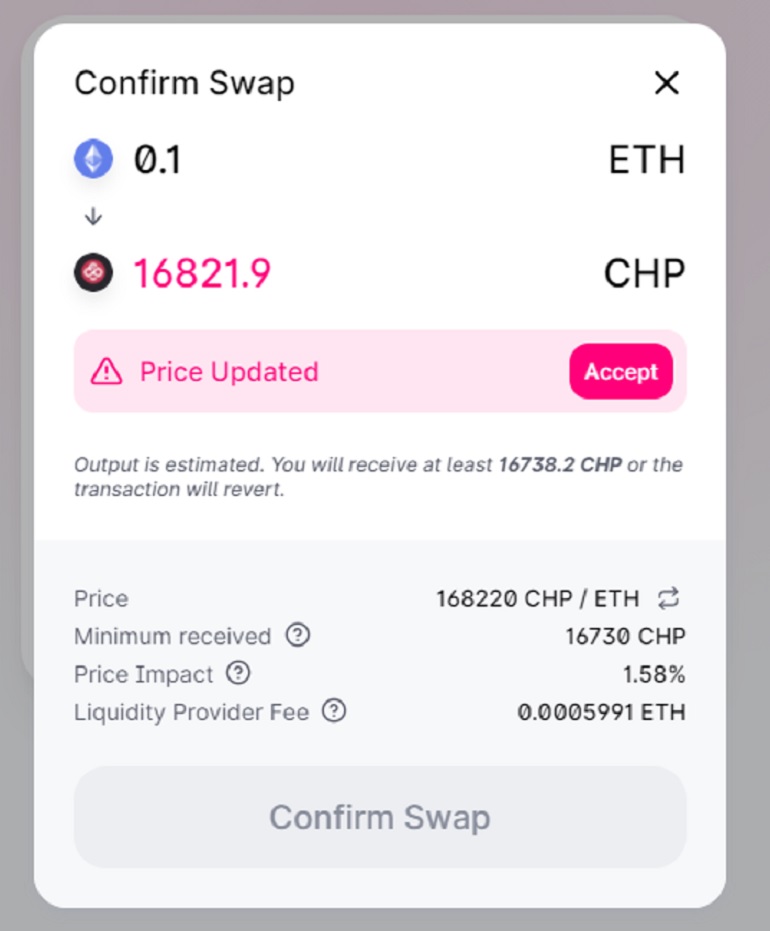 Confirm Swap Confirm Swap