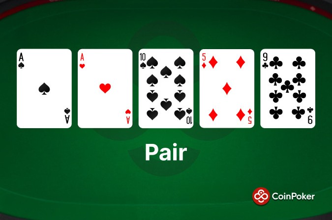 An example of a Pair in poker, made with As Ah 10s 5d 9c .