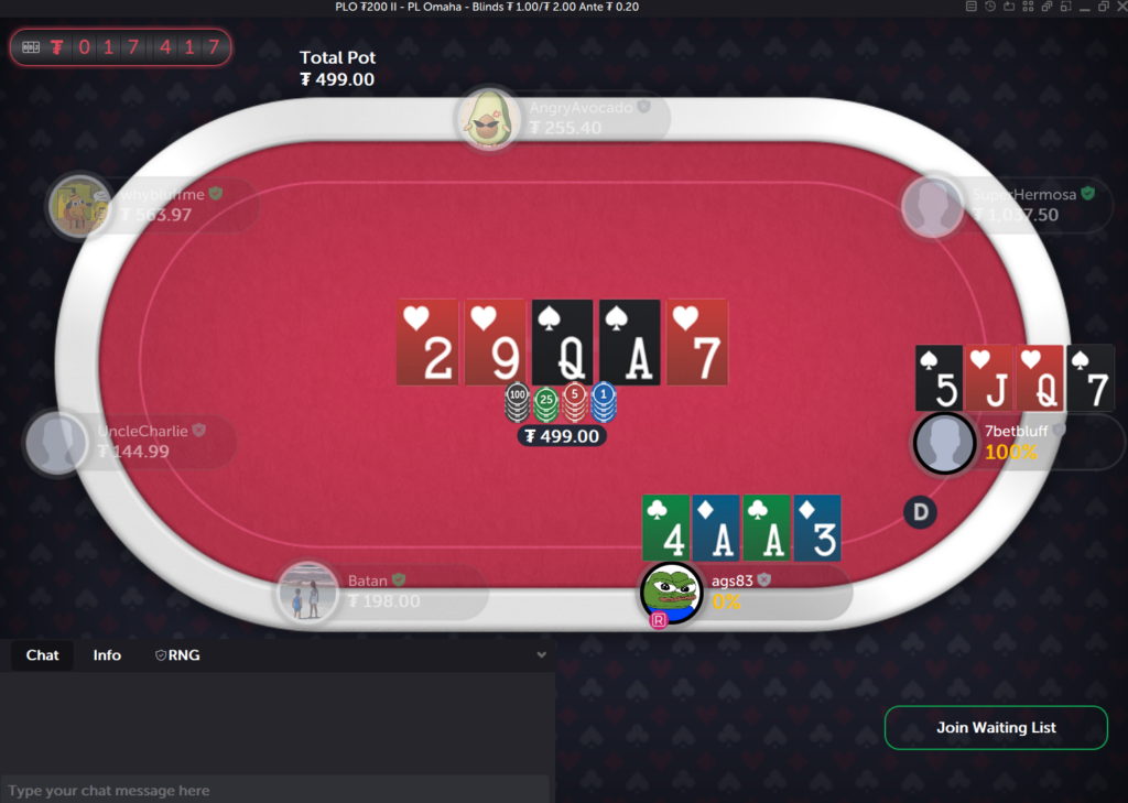 PLO hand on CoinPoker