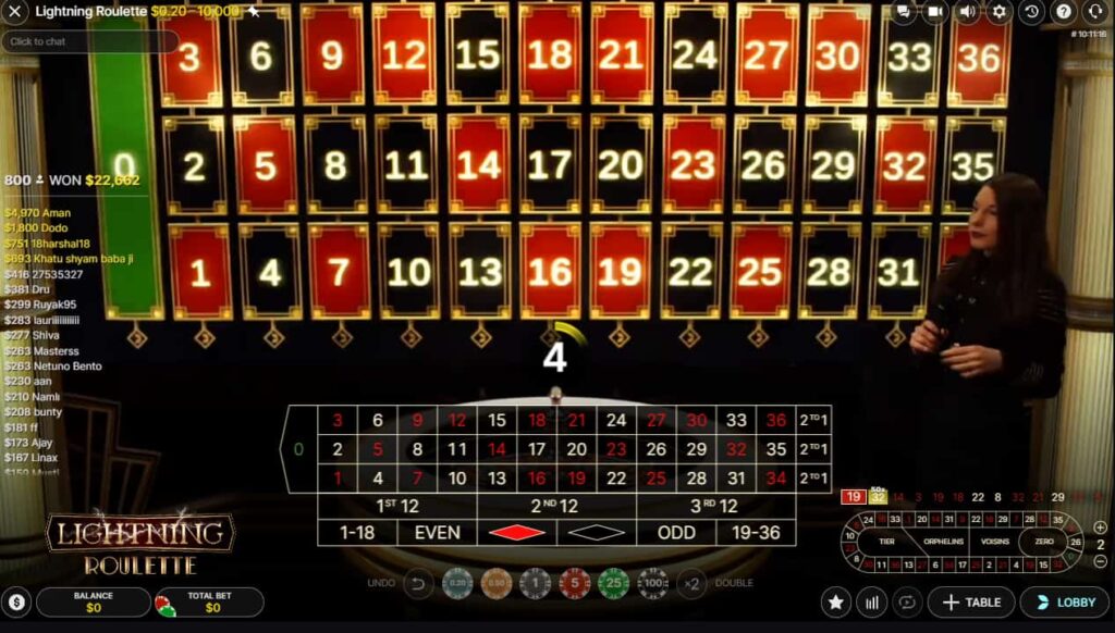 A game of Lightning Roulette takes place on the CoinCasino app