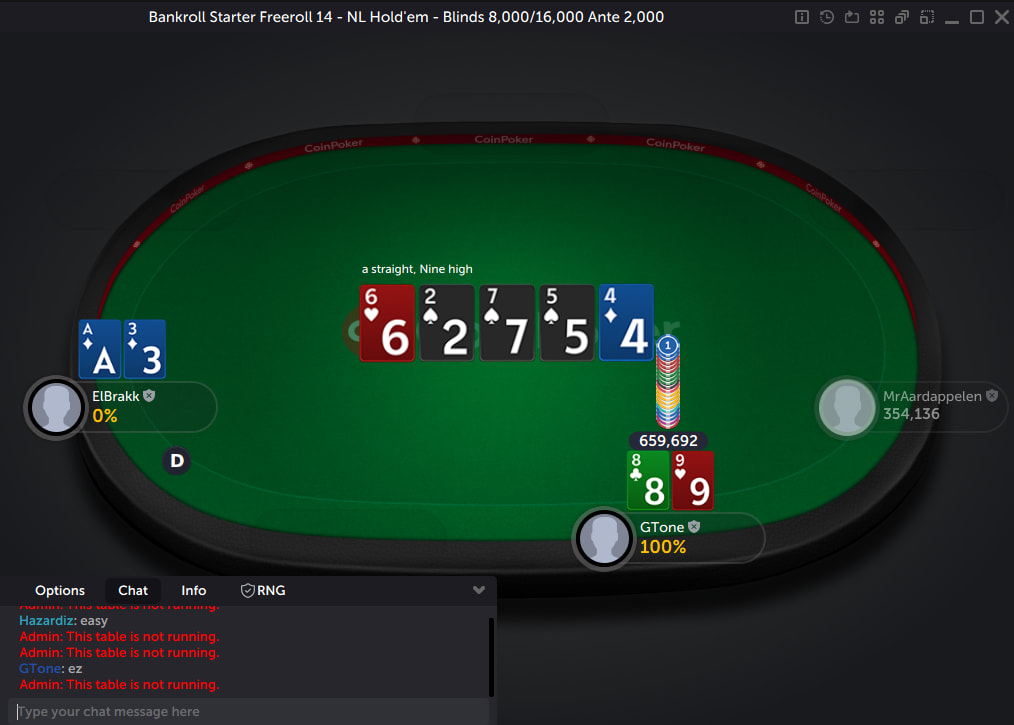 A player beats a lower straight with the nut straight from 5 to 9, beating the lower straight of the opponent (from 3 to 7).