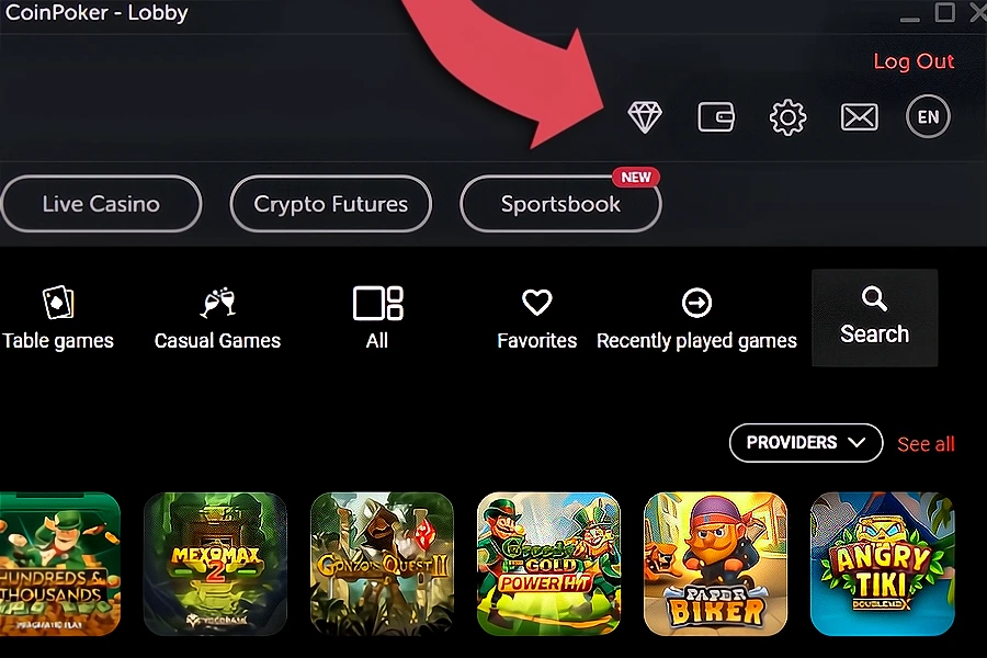 The icon leading to promotions progress in the CoinPoker app.