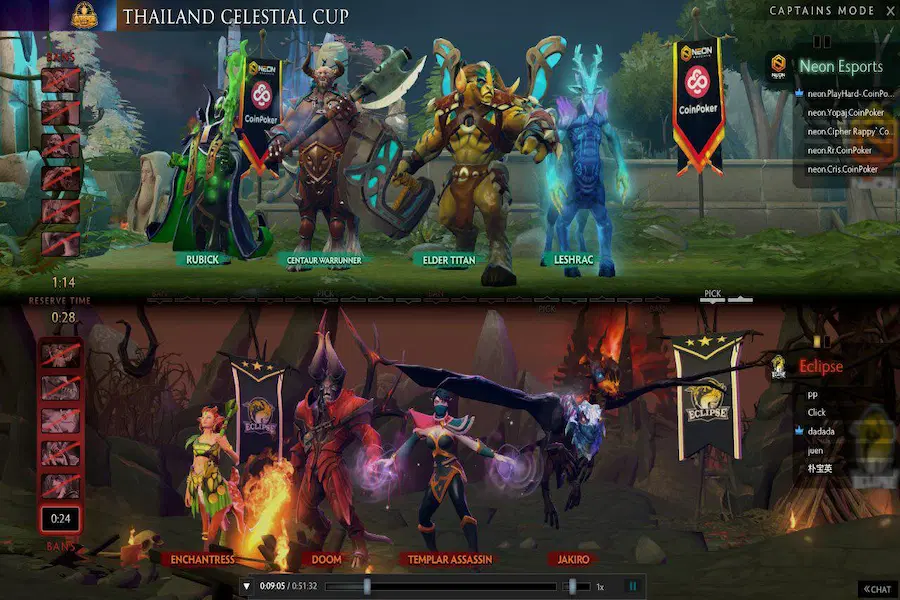A screenshot of a game of DOTA for eSports Betting.