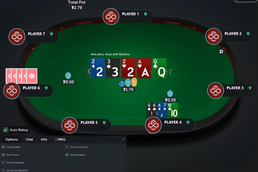 5 card Pot Limit Omaha poker table.