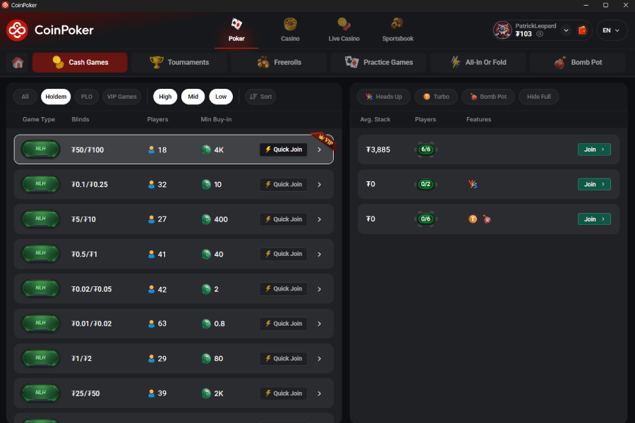 5-Max PLO6 Cash Games