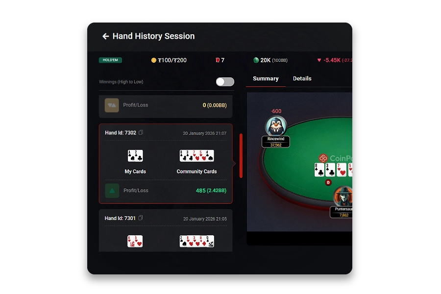 Hand History & Replays