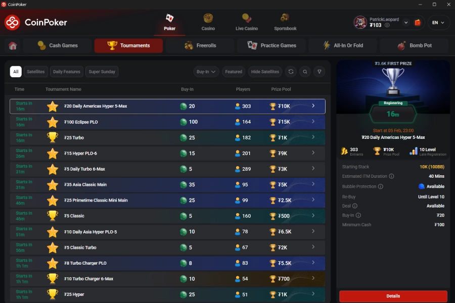 Online 6-Card PLO Tournaments 