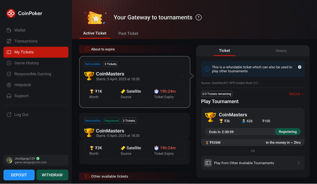 All Your Tournament Tickets, Simplified